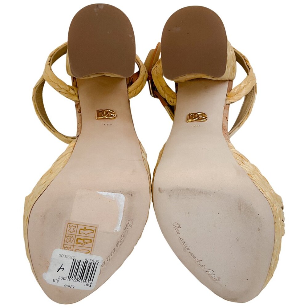 Dolce & Gabbana Natural Raffia Platform Sandals - Picture 7 of 9